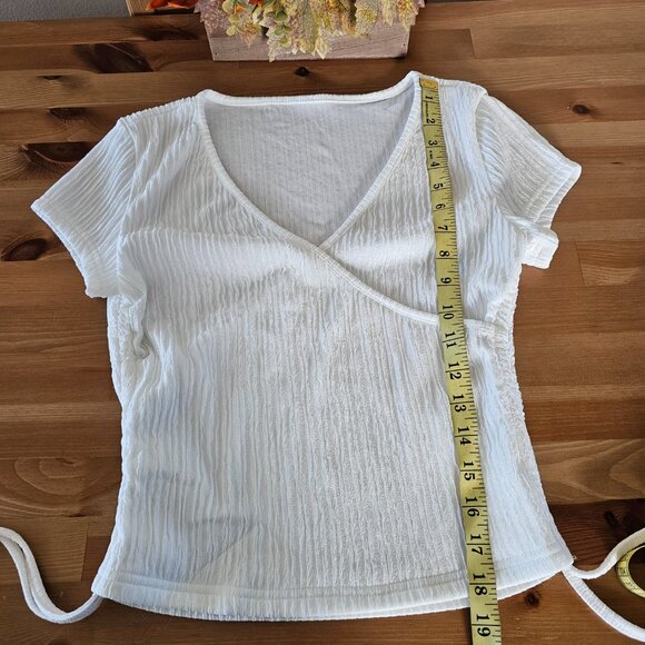 SHEIN EZwear Solid Color Wrap & Cinched Waist Shirt For Summer- XS - Picture 11 of 14